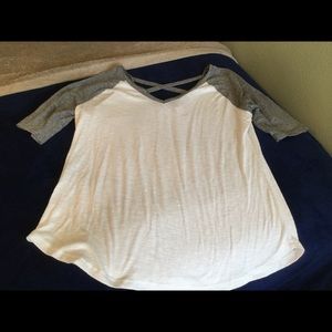 Gray and white women’s baseball t-shirt